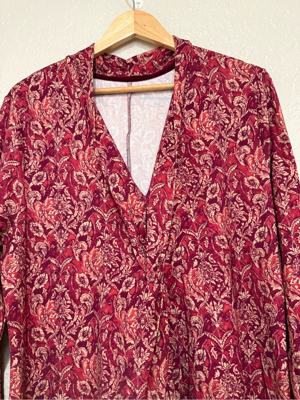 Soft Surroundings Lagia Maxi Dress in the "Spice Global Damask" Red Paisley XL - Picture 6 of 6